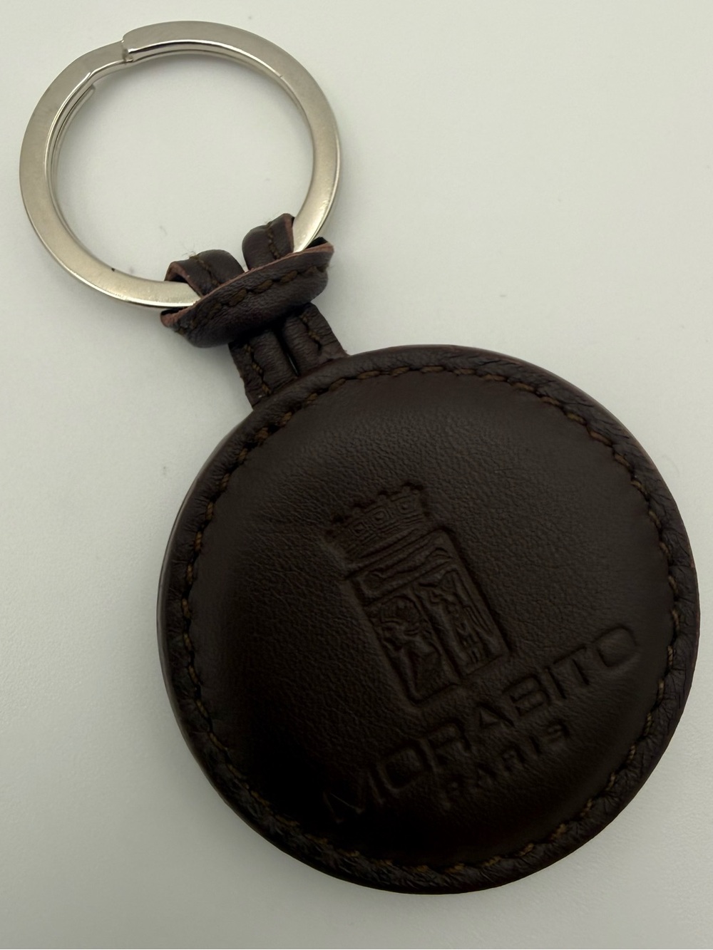 🐢MORABITO 1905 PARIS • Dark Brown Leather Keychain Bag Charm • Made in ITALY